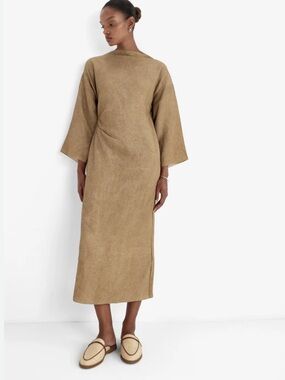 massimo dutti brown linen dress STAUD, Esther Mini Dress in Taupe, Size XL